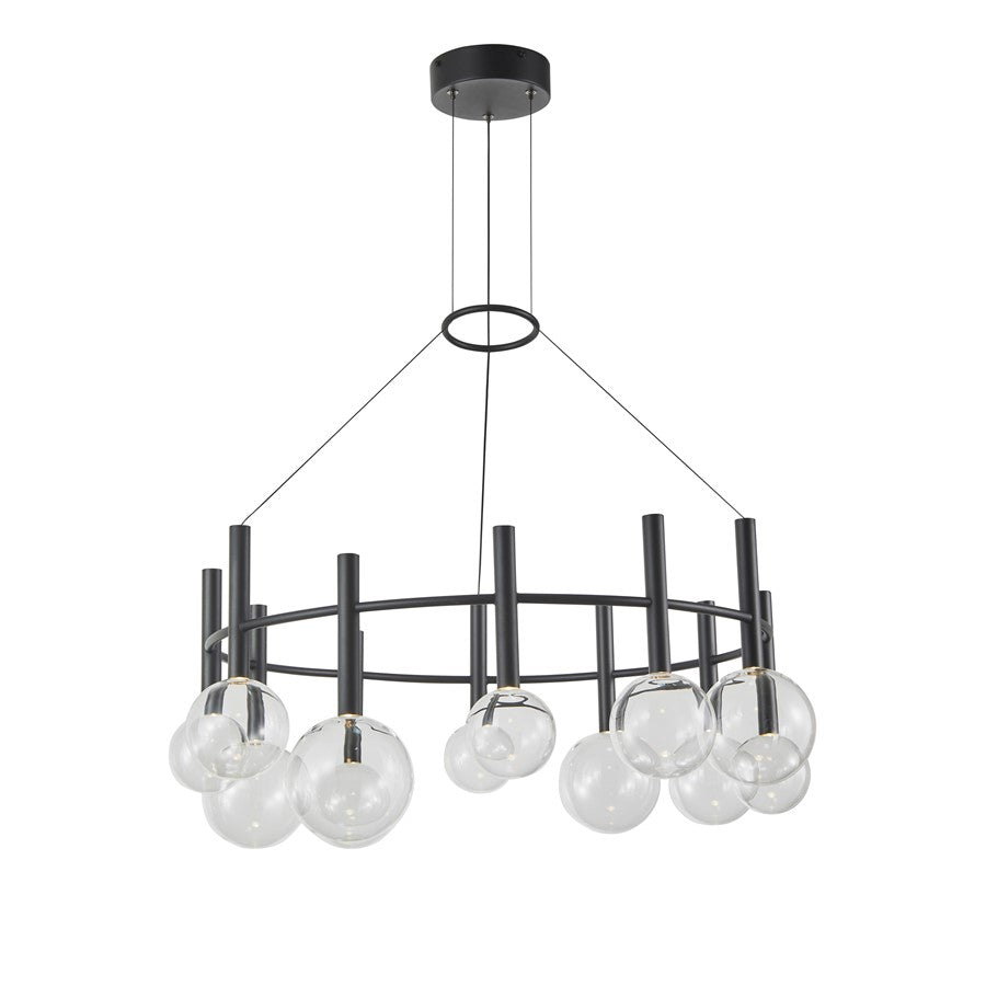 Artcraft Terra 12Lt LED Chandelier, Black/Clear
