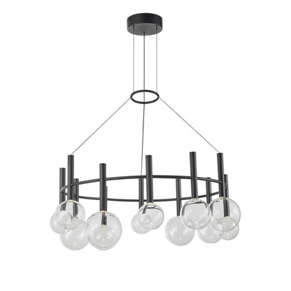 Artcraft Terra 12Lt LED Chandelier, Black/Clear