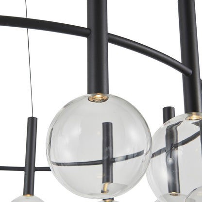 Artcraft Terra 12Lt LED Chandelier, Black/Clear