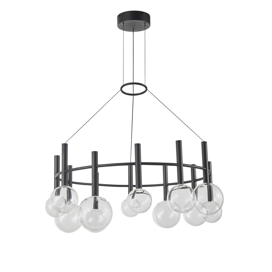 Artcraft Terra 12Lt LED Chandelier, Black/Clear