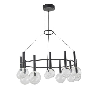Artcraft Terra 12Lt LED Chandelier, Black/Clear