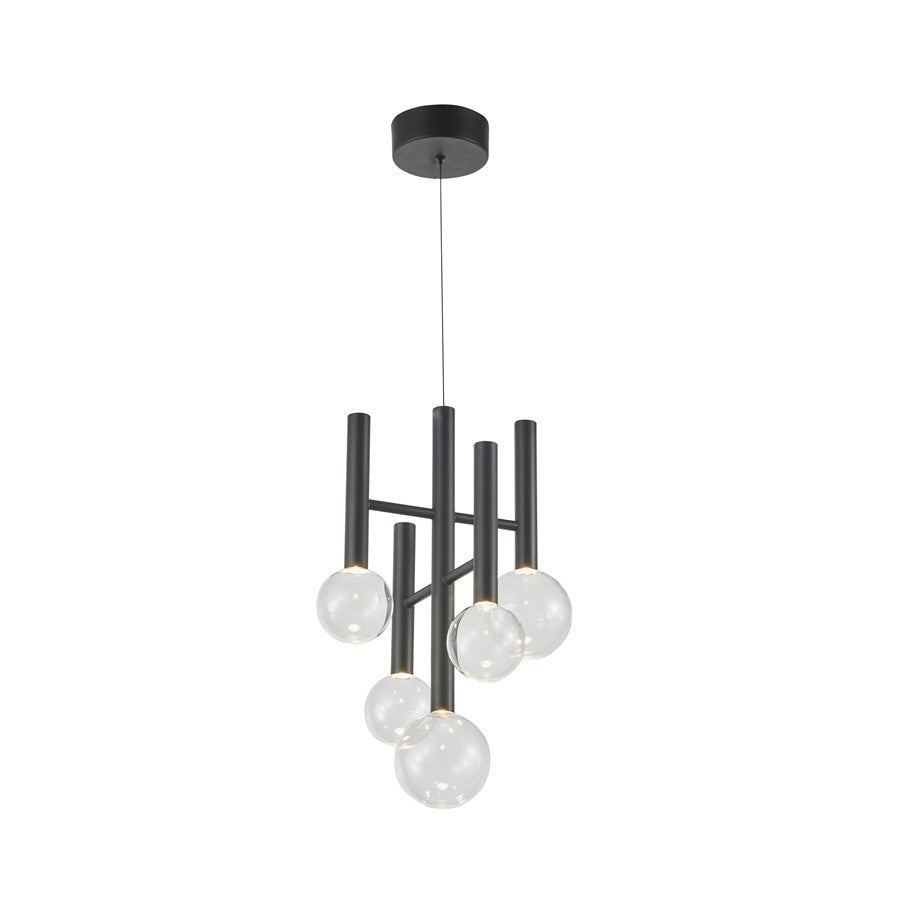 Artcraft Terra 5Lt LED 12" Chandelier, Black/Clear - AC6855BK