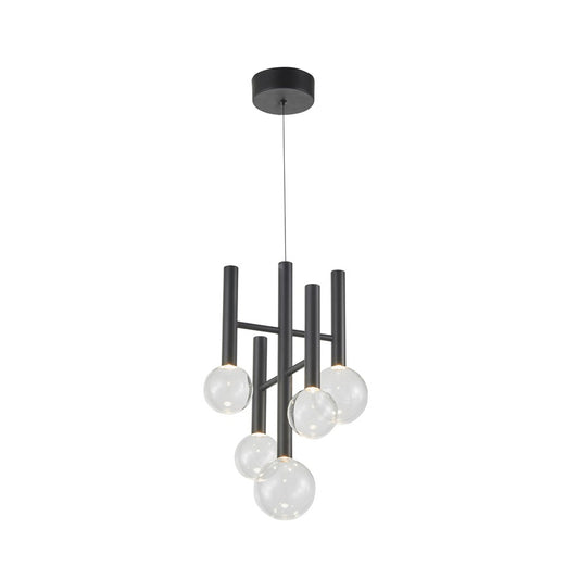 Artcraft Terra 5Lt LED 12" Chandelier, Black/Clear - AC6855BK