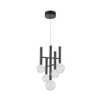 Artcraft Terra 5Lt LED 12" Chandelier, Black/Clear