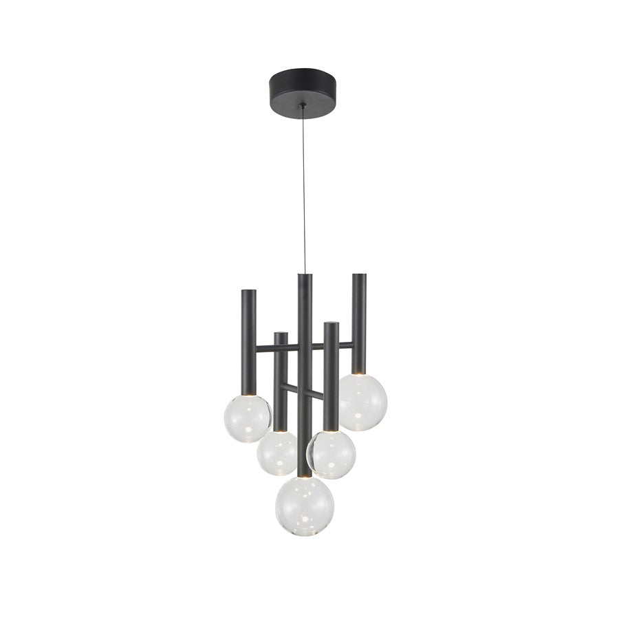 Artcraft Terra 5Lt LED 12" Chandelier, Black/Clear