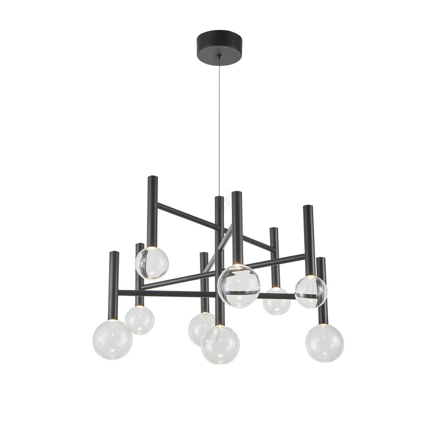 Artcraft Terra 9Lt LED 26" Chandelier, Black/Clear - AC6859BK