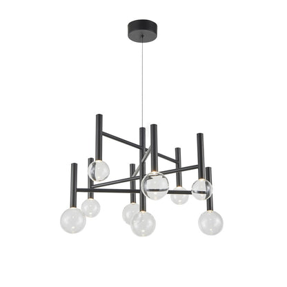 Artcraft Terra 9Lt LED 26" Chandelier, Black/Clear - AC6859BK