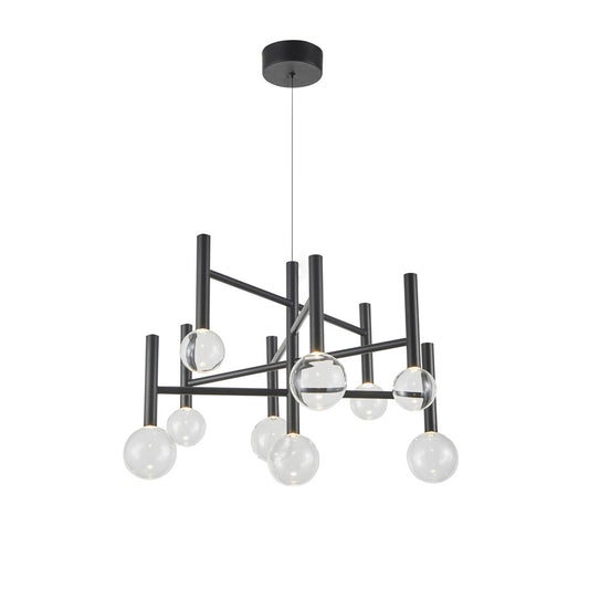Artcraft Terra 9Lt LED 26" Chandelier, Black/Clear - AC6859BK