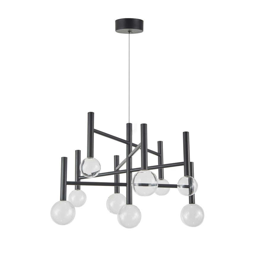 Artcraft Terra 9Lt LED 26" Chandelier, Black/Clear