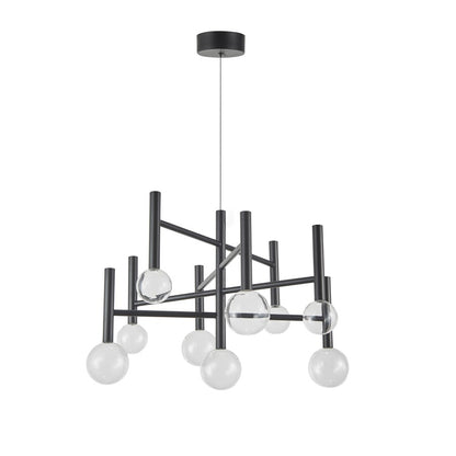 Artcraft Terra 9Lt LED 26" Chandelier, Black/Clear