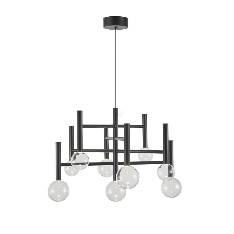 Artcraft Terra 9Lt LED 26" Chandelier, Black/Clear