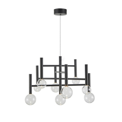 Artcraft Terra 9Lt LED 26" Chandelier, Black/Clear