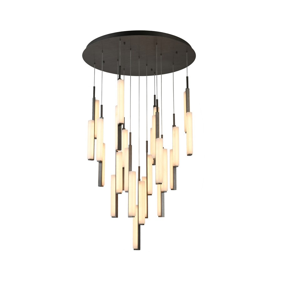 Artcraft Lumina 26Lt LED 39" Pendant, Forged Bronze/Alabaster - AC6883FB