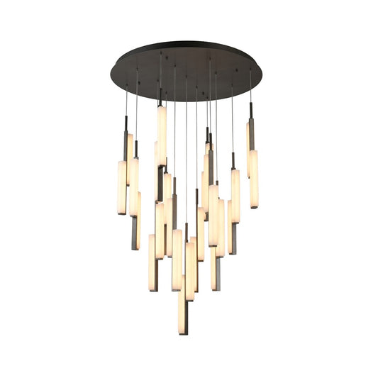 Artcraft Lumina 26Lt LED 39" Pendant, Forged Bronze/Alabaster - AC6883FB