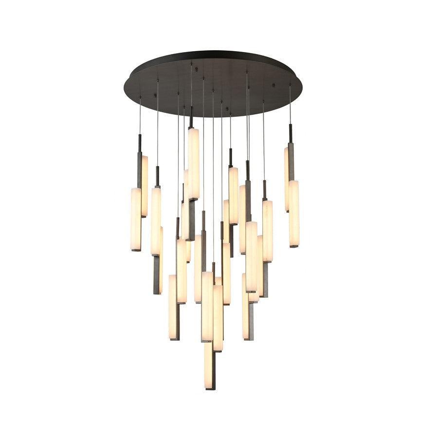Artcraft Lumina 26Lt LED 39" Pendant, Forged Bronze/Alabaster