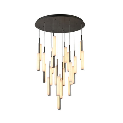 Artcraft Lumina 26Lt LED 39" Pendant, Forged Bronze/Alabaster
