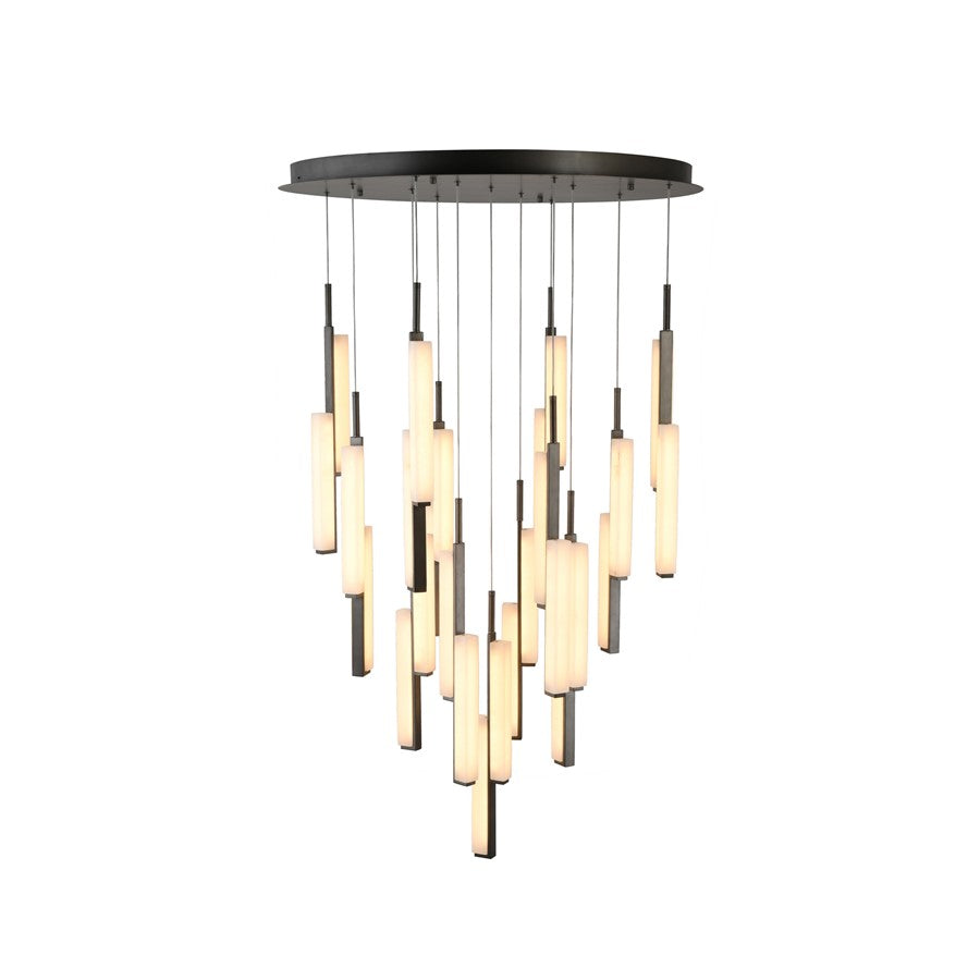 Artcraft Lumina 26Lt LED 39" Pendant, Forged Bronze/Alabaster