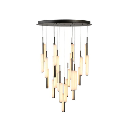 Artcraft Lumina 26Lt LED 39" Pendant, Forged Bronze/Alabaster
