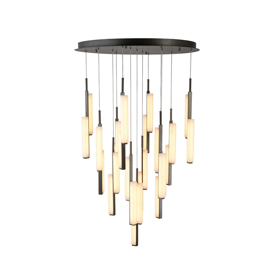 Artcraft Lumina 26Lt LED 39" Pendant, Forged Bronze/Alabaster