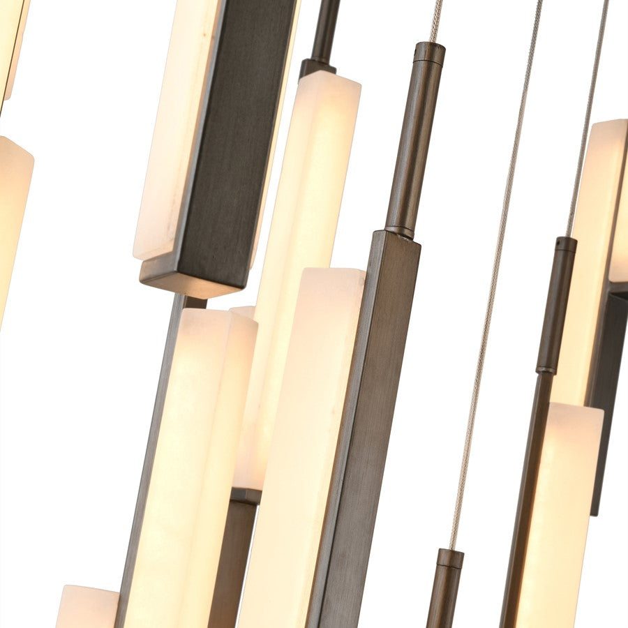 Artcraft Lumina 26Lt LED 39" Pendant, Forged Bronze/Alabaster