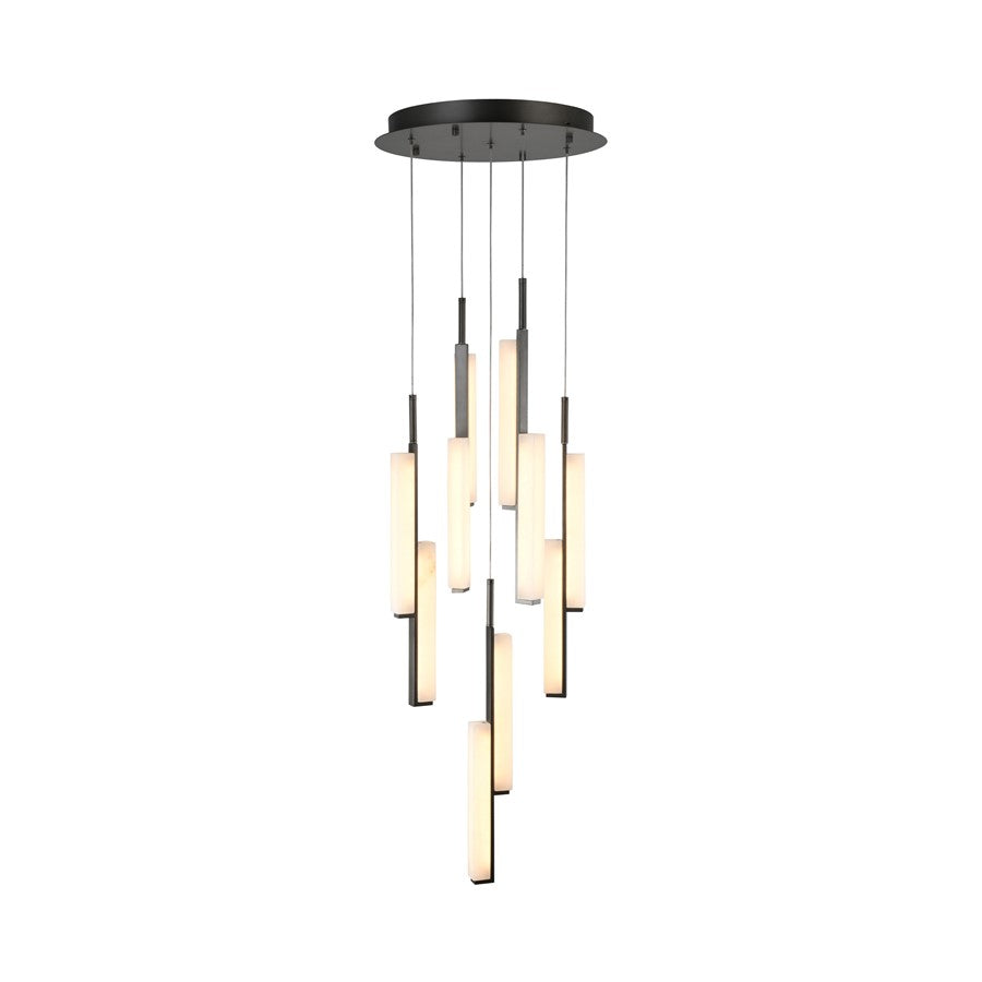Artcraft Lumina 10Lt LED 20" Pendant, Forged Bronze/Alabaster