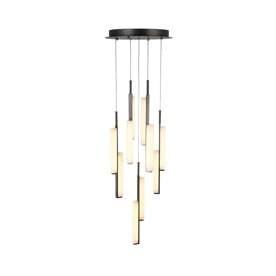 Artcraft Lumina 10Lt LED 20" Pendant, Forged Bronze/Alabaster
