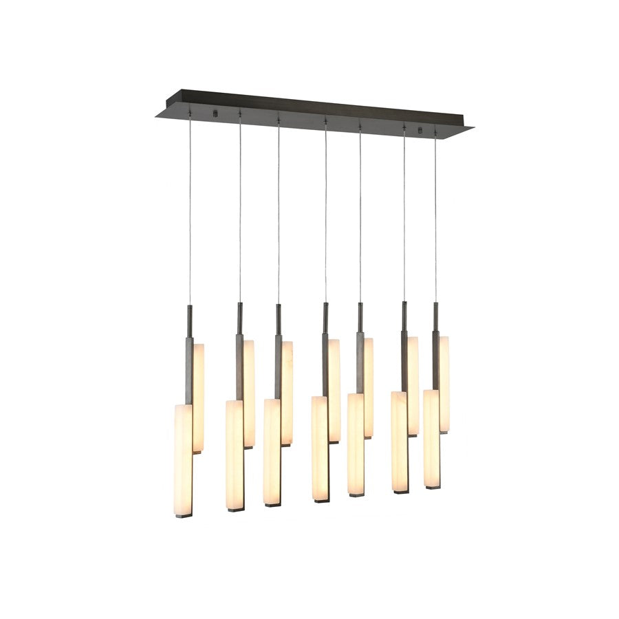 Artcraft Lumina 14Lt LED Pendant, Forged Bronze/Alabaster