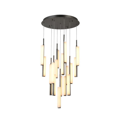 Artcraft Lumina 18Lt LED 28" Pendant, Forged Bronze/Alabaster - AC6889FB