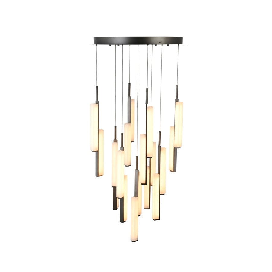 Artcraft Lumina 18Lt LED 28" Pendant, Forged Bronze/Alabaster