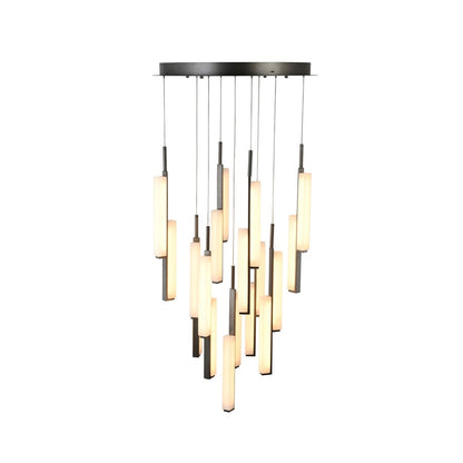 Artcraft Lumina 18Lt LED 28" Pendant, Forged Bronze/Alabaster