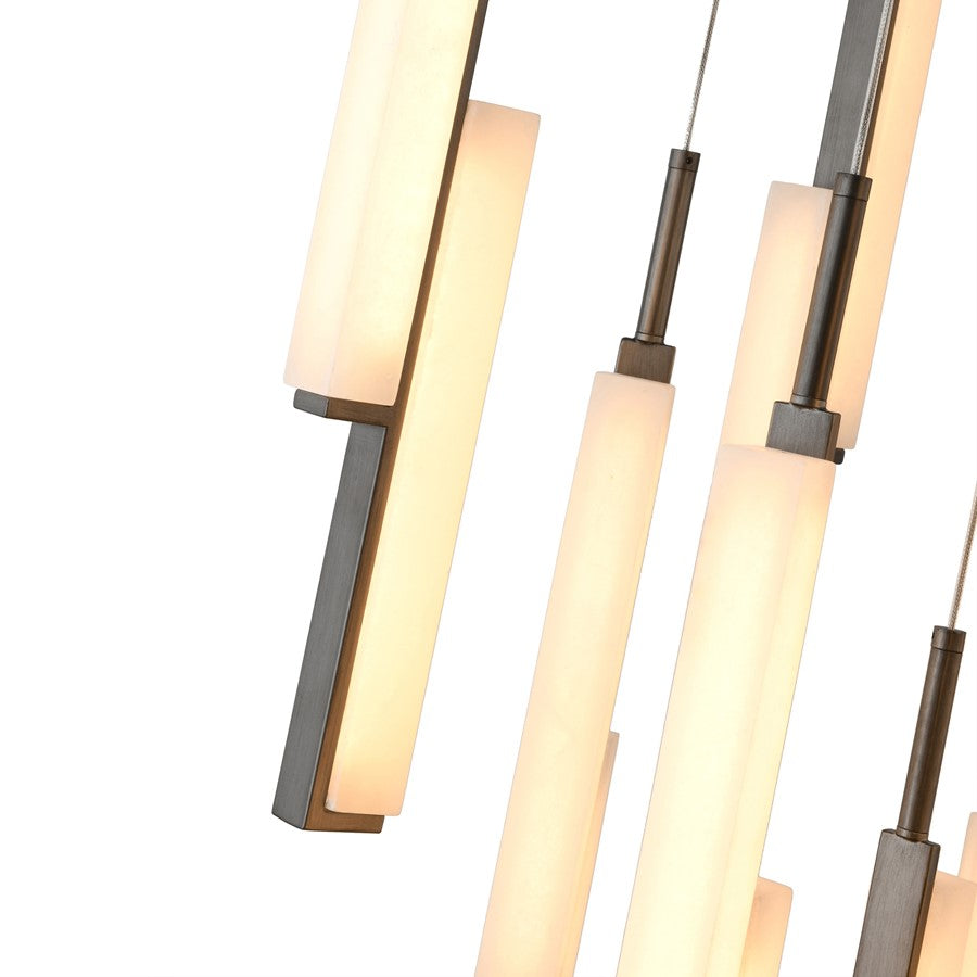 Artcraft Lumina 18Lt LED 28" Pendant, Forged Bronze/Alabaster
