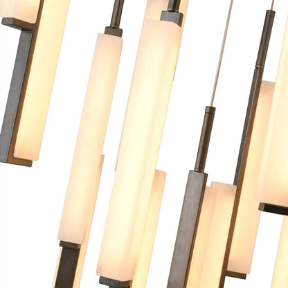 Artcraft Lumina 18Lt LED 28" Pendant, Forged Bronze/Alabaster
