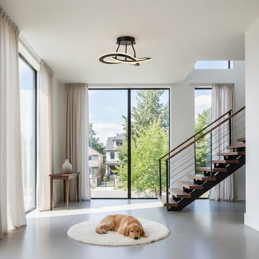 Artcraft Wave 2 Light 24W LED Semi-Flush Mount, Black