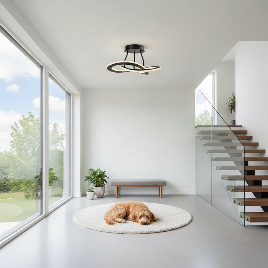 Artcraft Wave 2 Light 24W LED Semi-Flush Mount, Black