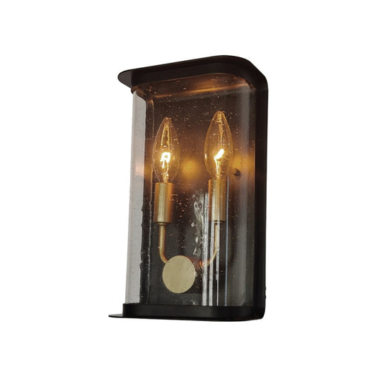 Artcraft Stonegate 2 Light Outdoor Wall Sconce, Black/Clear - AC8970BK