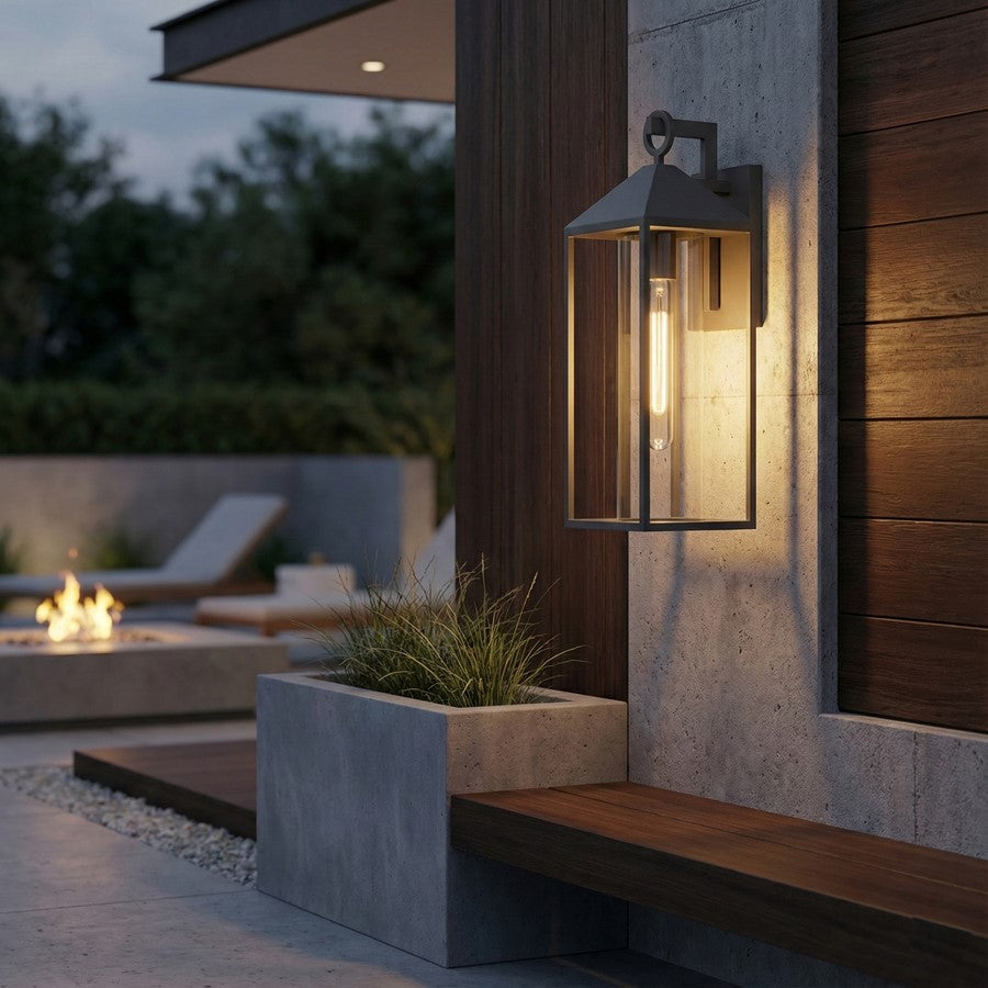 Artcraft Portside 1 Light 14" Outdoor Wall Sconce, Black/Clear