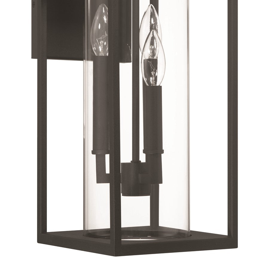 Artcraft Portside 3 Light Outdoor Wall Sconce, Black/Clear