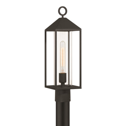 Artcraft Portside 1 Light Outdoor Post Light, Black/Clear - AC8983BK