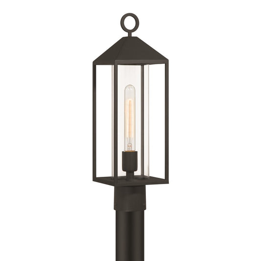 Artcraft Portside 1 Light Outdoor Post Light, Black/Clear - AC8983BK