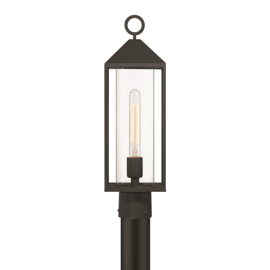 Artcraft Portside 1 Light Outdoor Post Light, Black/Clear
