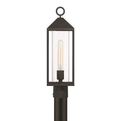 Artcraft Portside 1 Light Outdoor Post Light, Black/Clear