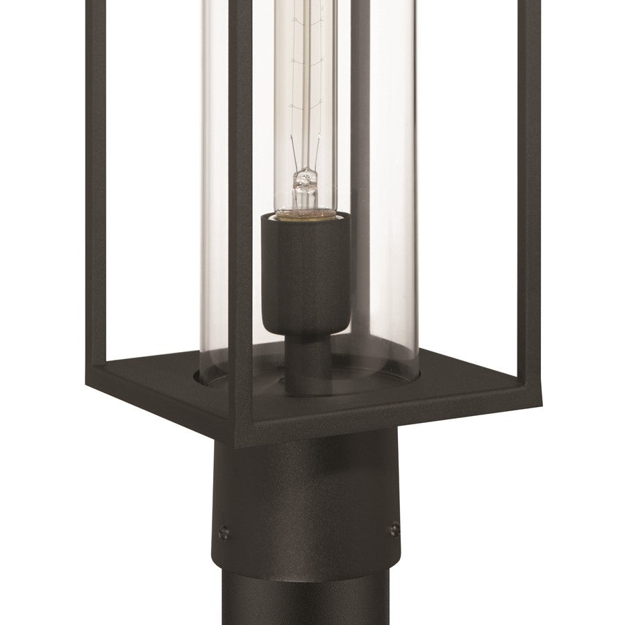 Artcraft Portside 1 Light Outdoor Post Light, Black/Clear