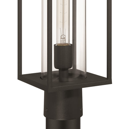 Artcraft Portside 1 Light Outdoor Post Light, Black/Clear