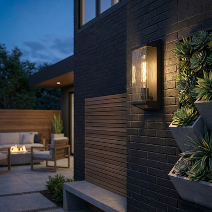 Artcraft Azure Bay 1 Light Outdoor Wall Sconce, Black/Clear