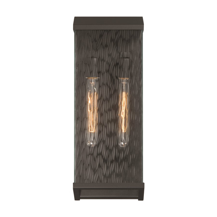 Artcraft Azure Bay 2 Light Outdoor Wall Sconce, Black/Clear