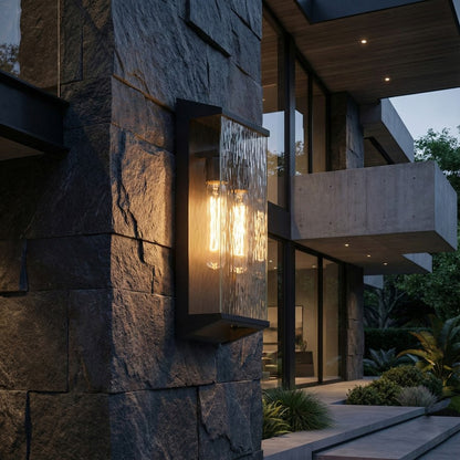 Artcraft Azure Bay 2 Light Outdoor Wall Sconce, Black/Clear