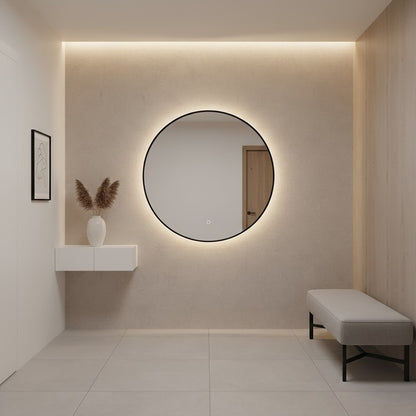 Artcraft Reflections 32" Integrated LED Wall Mirror, Matte Black