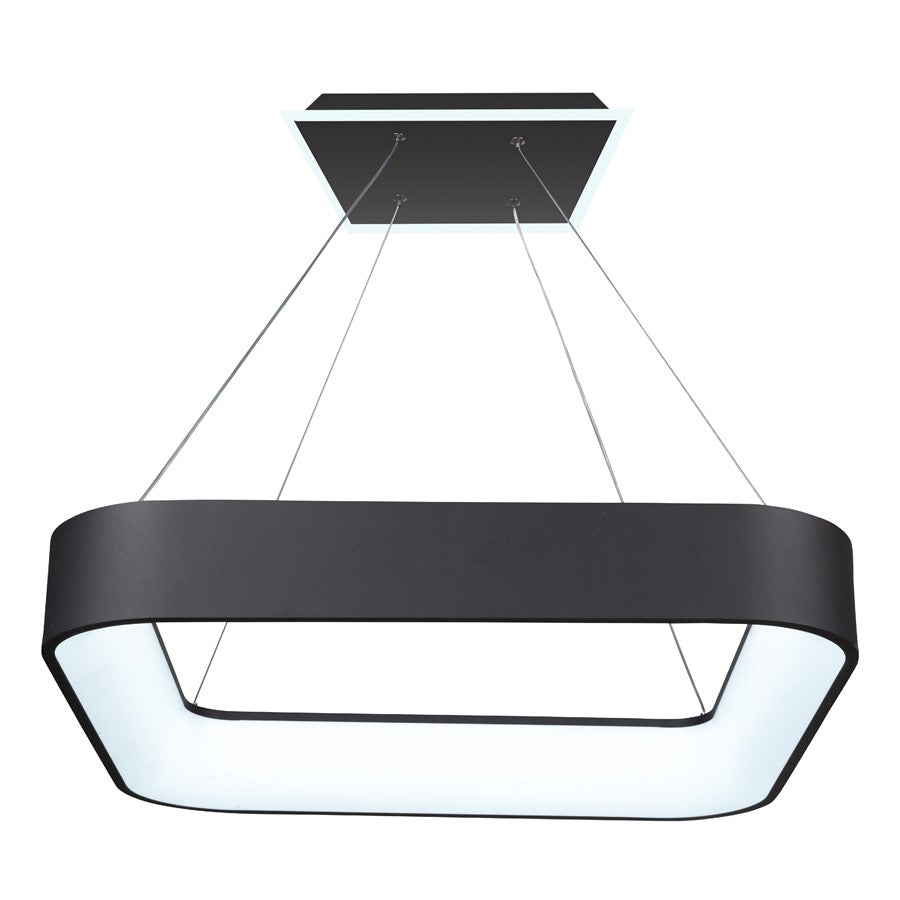 24" Integrated Square LED Chandelier, Black