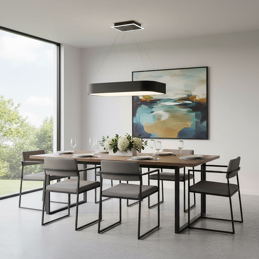 24" Integrated Square LED Chandelier, Black