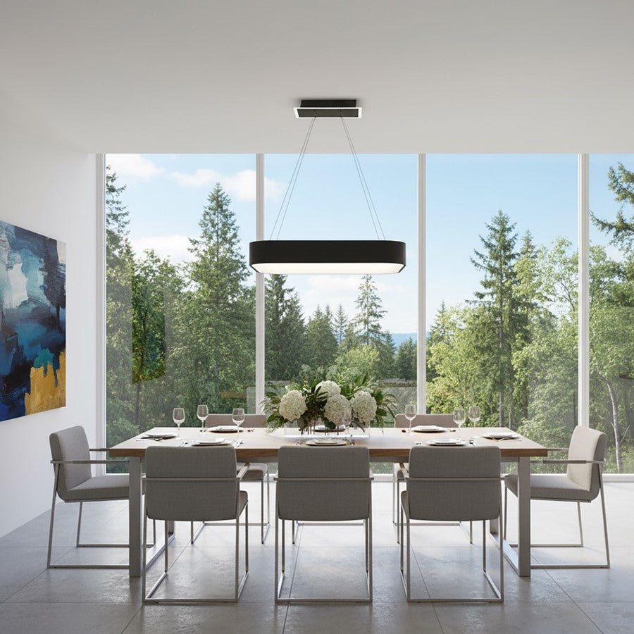 24" Integrated Square LED Chandelier, Black